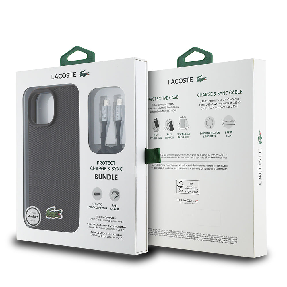 Lacoste iPhone 15 Orjinal Lisanslı PU Pike Desenli Arka Yüzey İkonik Timsah Dokuma Logolu Kılıf + Type-C Kablo 1.5m Lacoste iPhone 15 Orjinal Lisanslı PU Pike Desenli Arka Yüzey İkonik Timsah Dokuma Logolu Kılıf + Type-C Kablo 1.5m